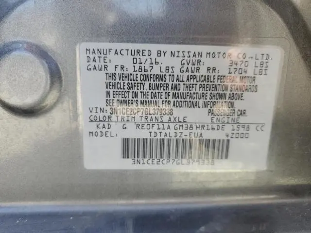 2016 NISSAN VERSA NOTE S  