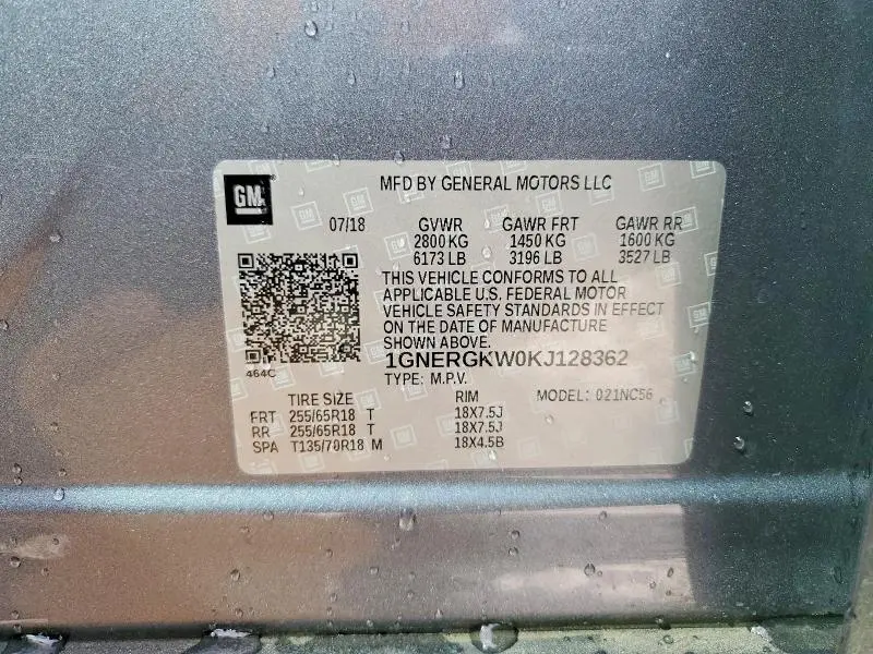 2019 CHEVROLET TRAVERSE LT  