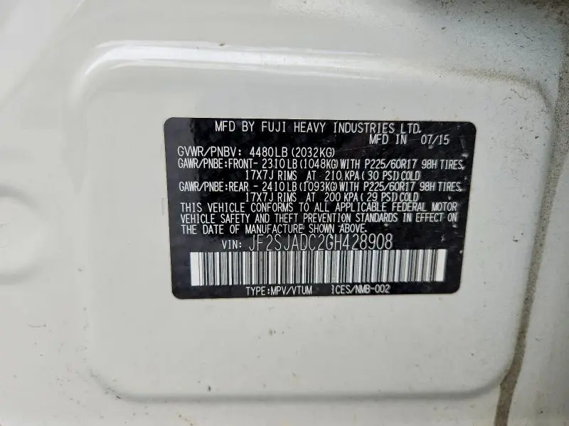 2016 SUBARU FORESTER 2.5I PREMIUM  