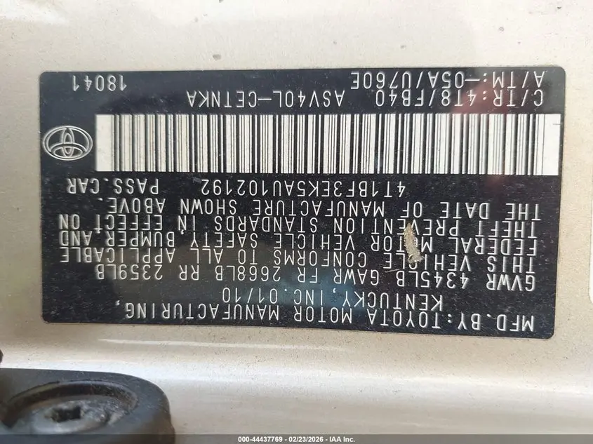 2010 TOYOTA CAMRY LE