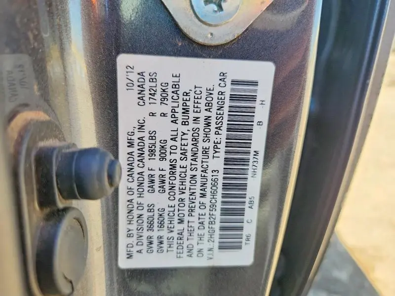 2012 HONDA CIVIC LX  