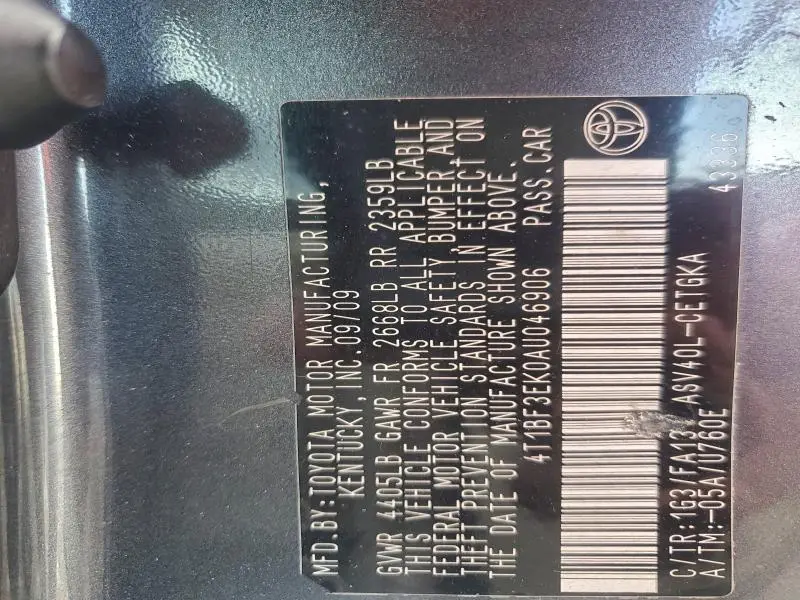 2010 TOYOTA CAMRY BASE  