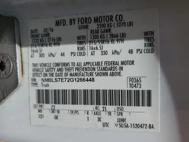 2016 FORD TRANSIT CONNECT XL