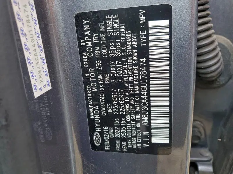 2016 HYUNDAI TUCSON LIMITED  