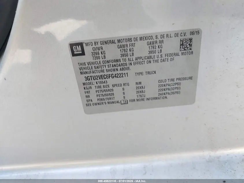 2015 GMC SIERRA 1500 SLT