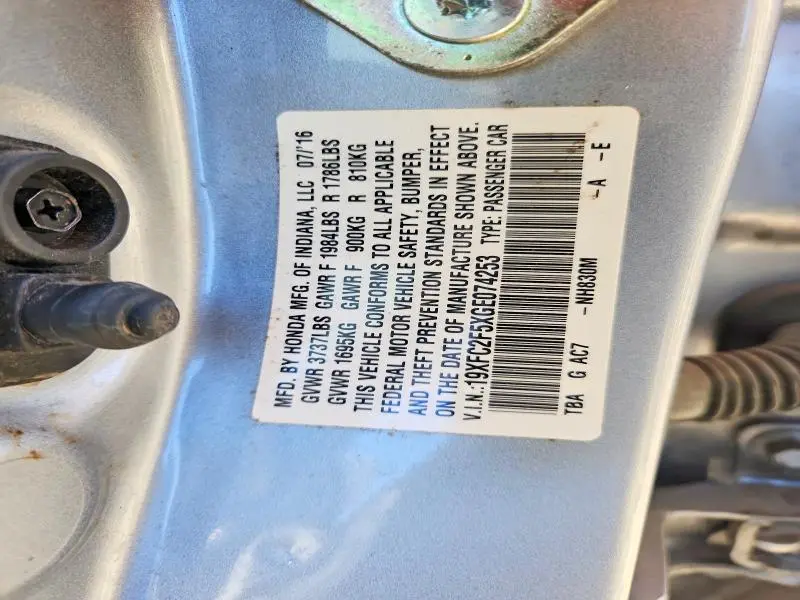 2016 HONDA CIVIC LX  