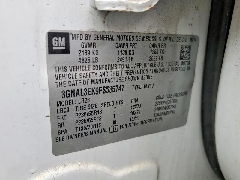 2015 CHEVROLET CAPTIVA LT  