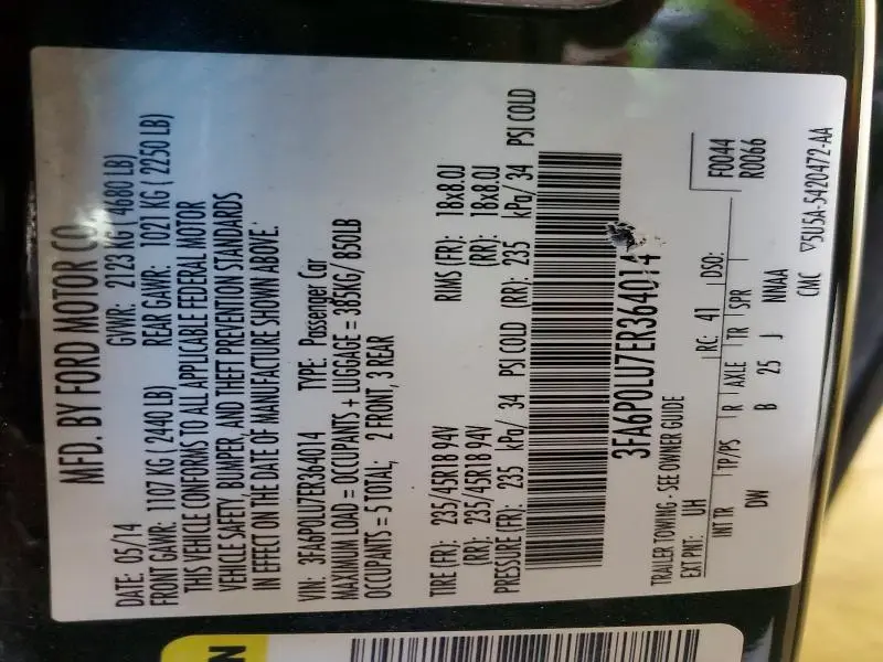 2014 FORD FUSION SE HYBRID  