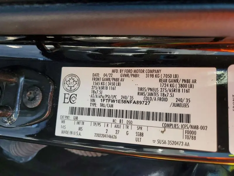 2022 FORD F150 SUPERCREW  