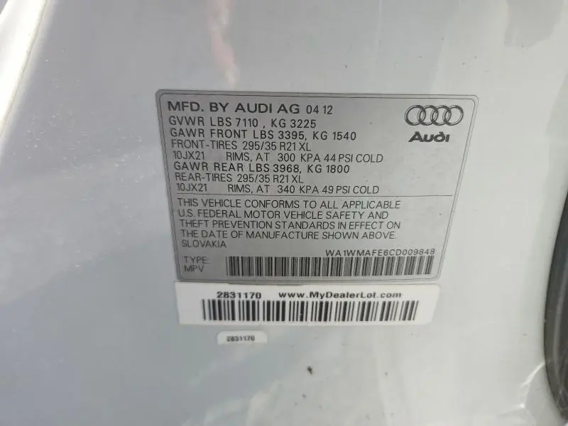 2012 AUDI Q7 PRESTIGE  
