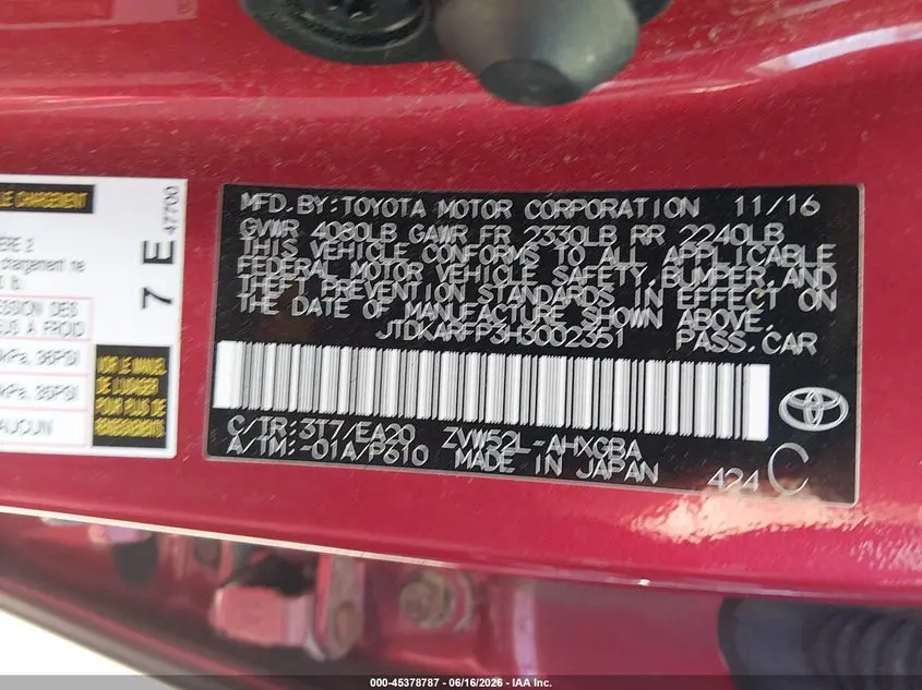 2017 TOYOTA PRIUS PRIME PREMIUM