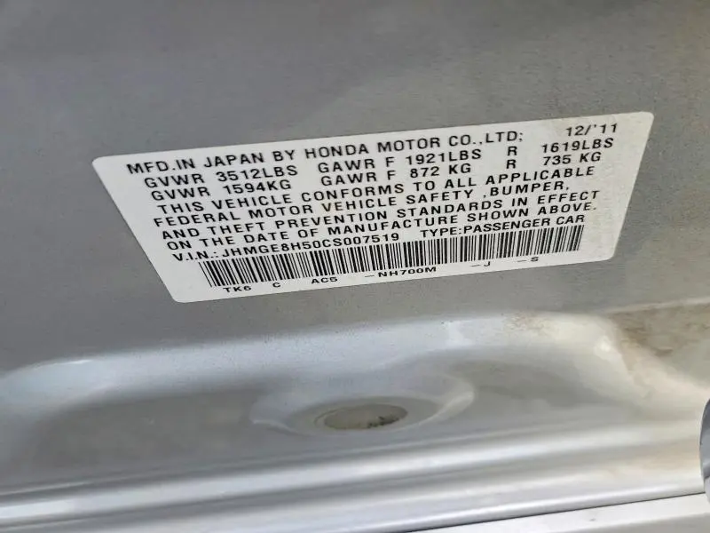 2012 HONDA FIT SPORT  
