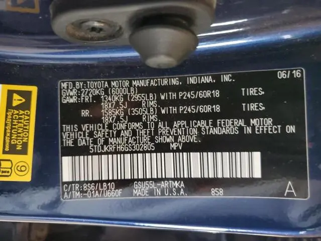 2016 TOYOTA HIGHLANDER XLE  