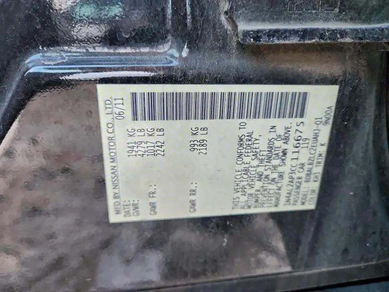 2012 NISSAN ALTIMA BASE  