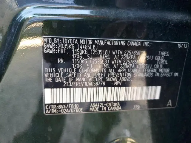 2013 TOYOTA RAV4 LE  