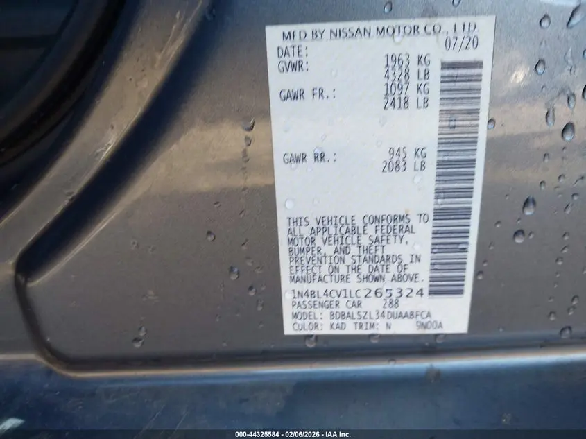 2020 NISSAN ALTIMA SR FWD