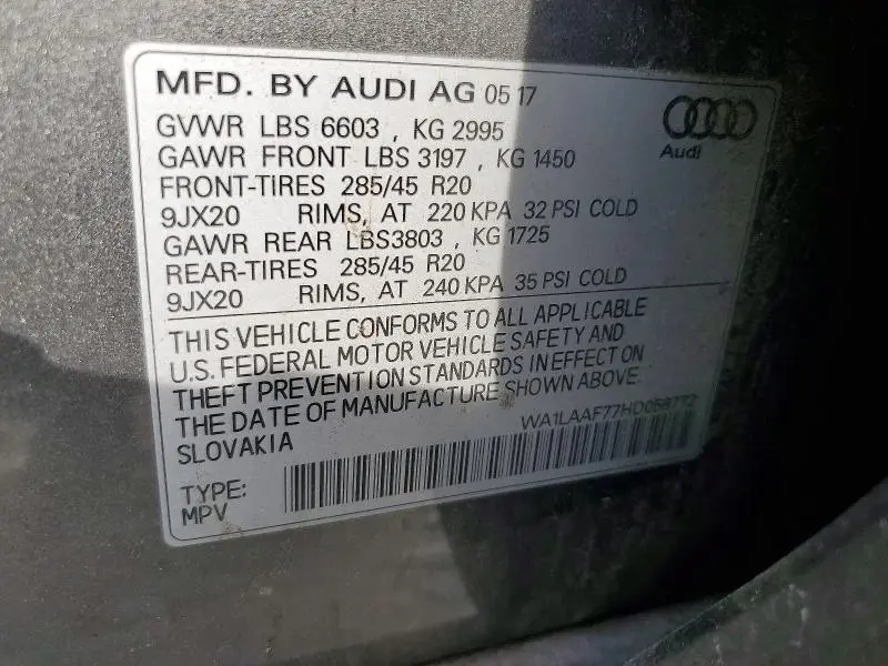 2017 AUDI Q7 PREMIUM PLUS  