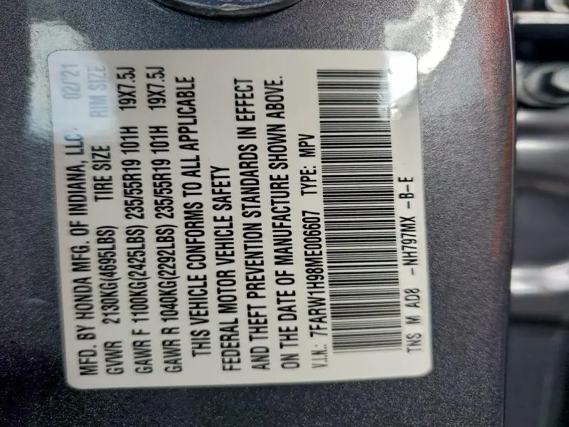 2021 HONDA CR-V TOURING  