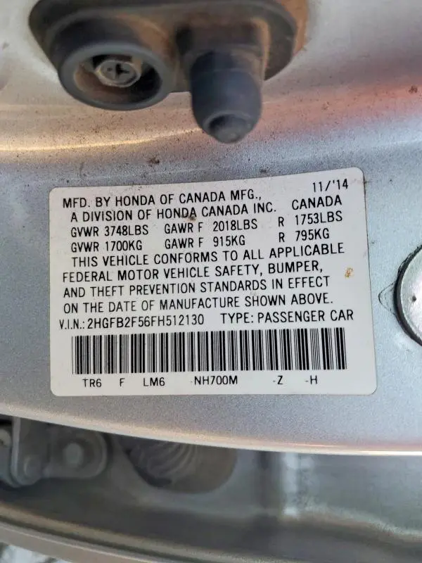 2015 HONDA CIVIC LX  