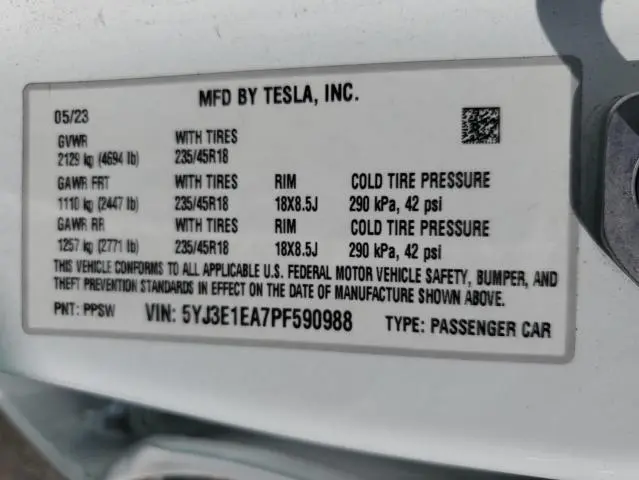 2023 TESLA MODEL 3   