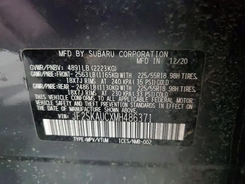 2021 SUBARU FORESTER LIMITED  