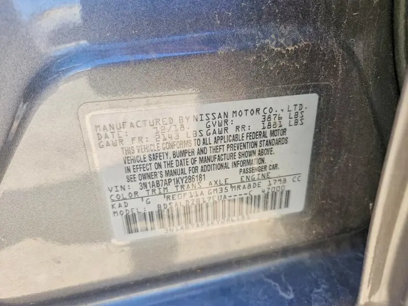 2019 NISSAN SENTRA SV  