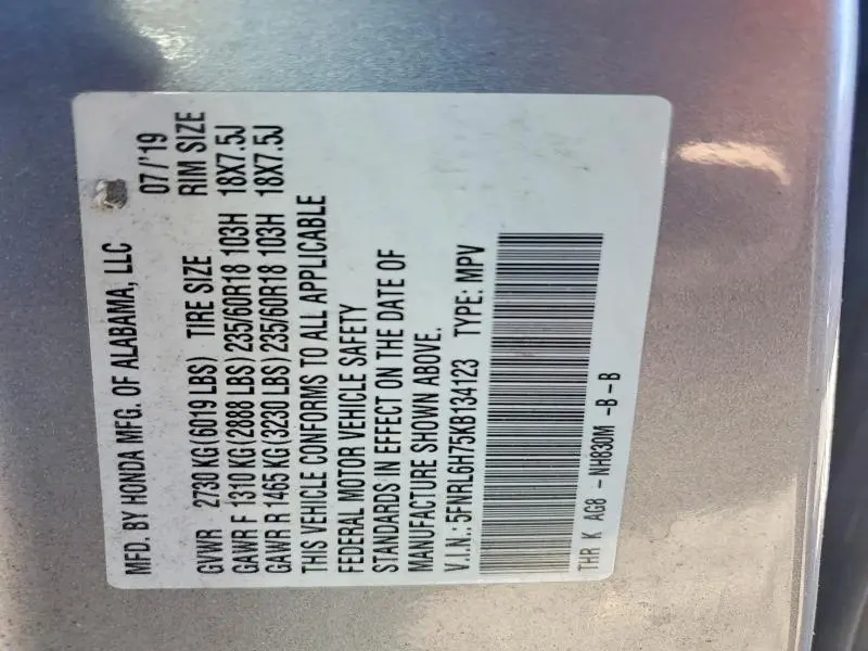 2019 HONDA ODYSSEY EXL  