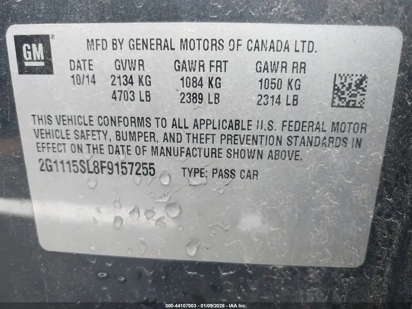 2015 CHEVROLET IMPALA 1LT