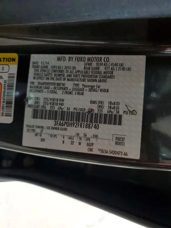 2015 FORD FUSION SE  