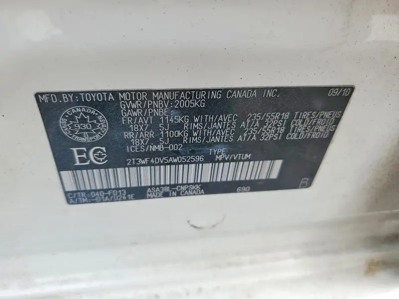 2010 TOYOTA RAV4 SPORT  