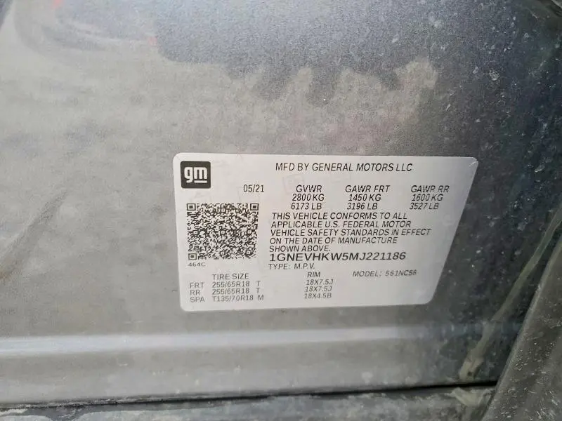 2021 CHEVROLET TRAVERSE LT  