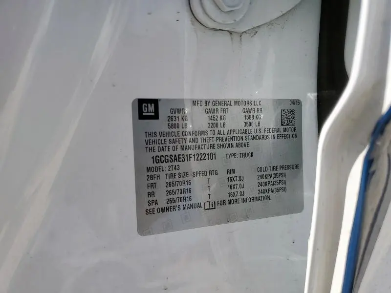 2015 CHEVROLET COLORADO   