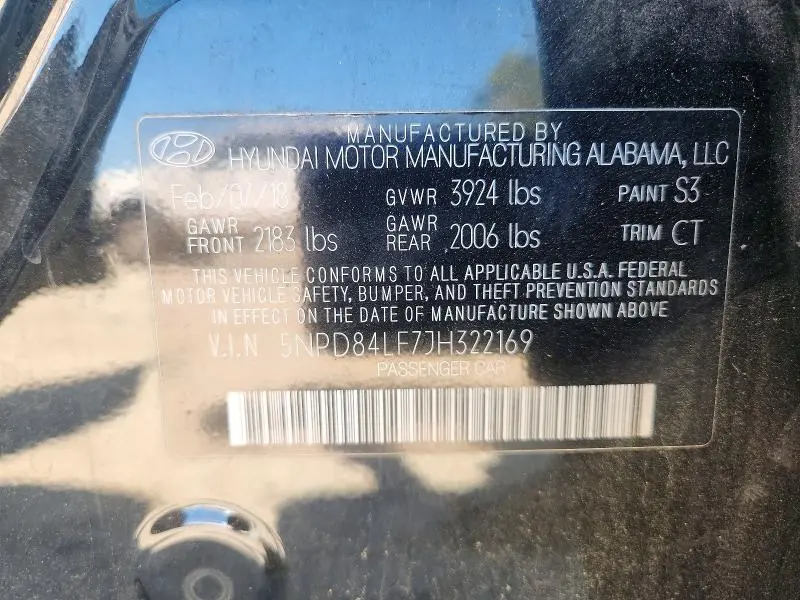 2018 HYUNDAI ELANTRA SEL  
