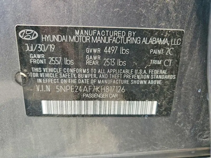 2019 HYUNDAI SONATA SE  
