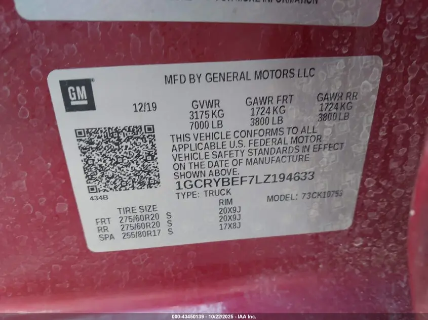 2020 CHEVROLET SILVERADO 1500 4WD  STANDARD BED CUSTOM