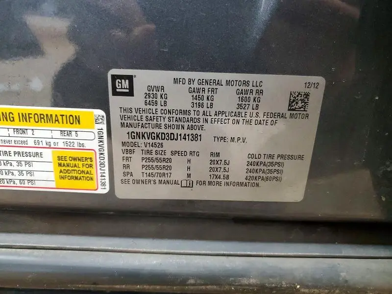 2013 CHEVROLET TRAVERSE LT  