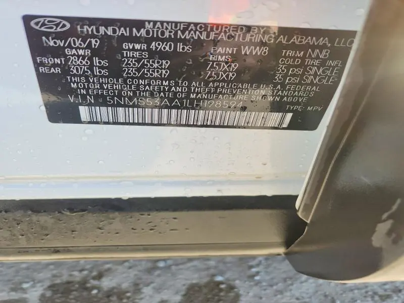 2020 HYUNDAI SANTA FE LIMITED 2.0T  