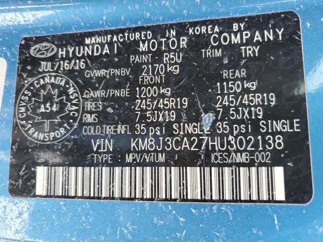 2017 HYUNDAI TUCSON LIMITED  