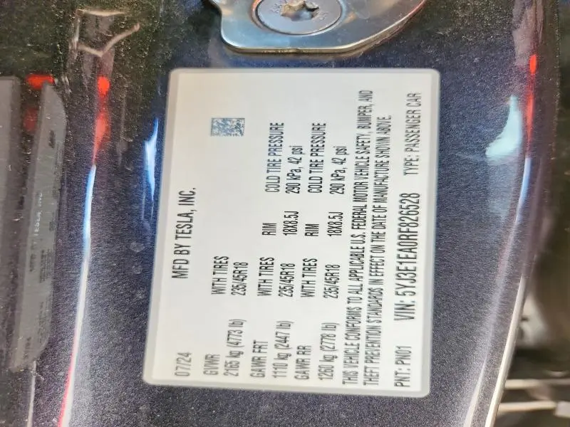 2024 TESLA MODEL 3   