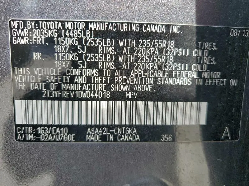 2013 TOYOTA RAV4 LIMITED  