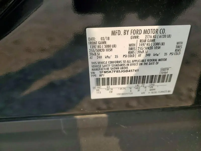 2018 FORD EXPLORER LIMITED  