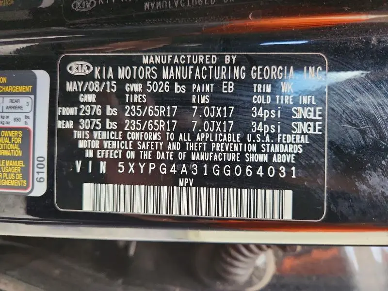 2016 KIA SORENTO L  