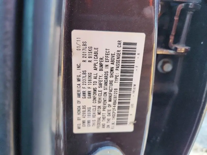 2011 HONDA ACCORD LXP  