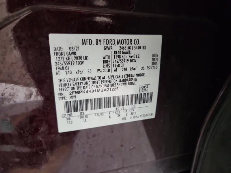 2021 FORD EDGE TITANIUM  