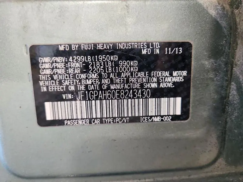 2014 SUBARU IMPREZA LIMITED  