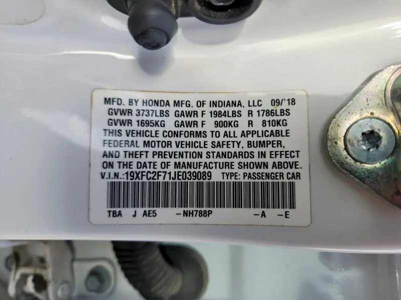 2018 HONDA CIVIC EX  