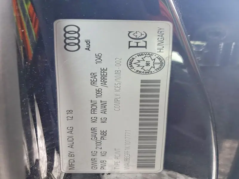 2019 AUDI A3 PREMIUM  