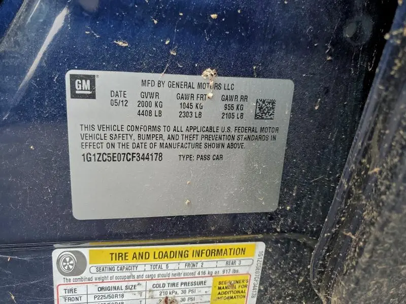 2012 CHEVROLET MALIBU 1LT  