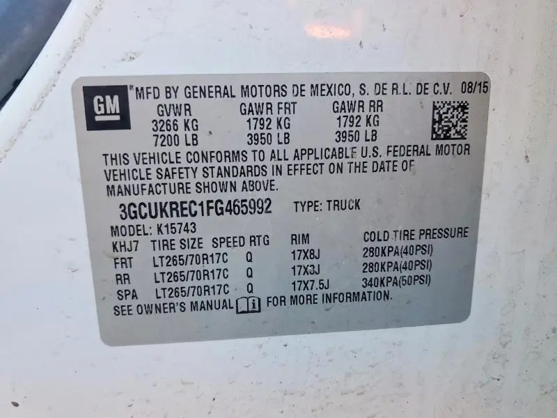 2015 CHEVROLET SILVERADO K1500 LT  