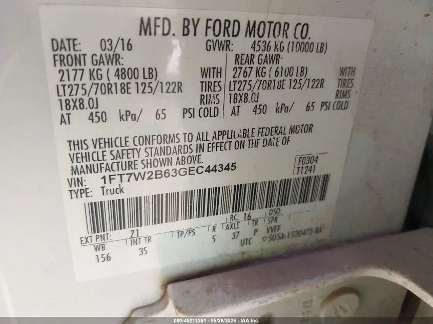 2016 FORD F-250 XLT